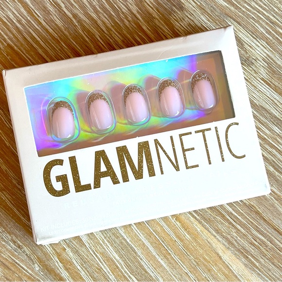 GLAMNETIC press on nails Starlight, Glitter French tips - Picture 1 of 5
